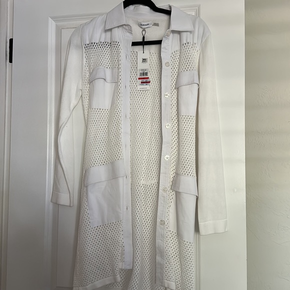 Calvin Klein Women's Open Cardigan with Belt - Picture 3 of 4